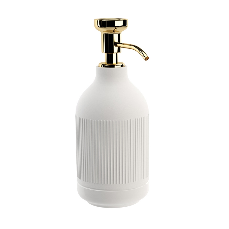 Omega Equilibrium - 777832001R - Equilibrium Soap Dispenser, Countertop (Ribs) - Matte White/Gold