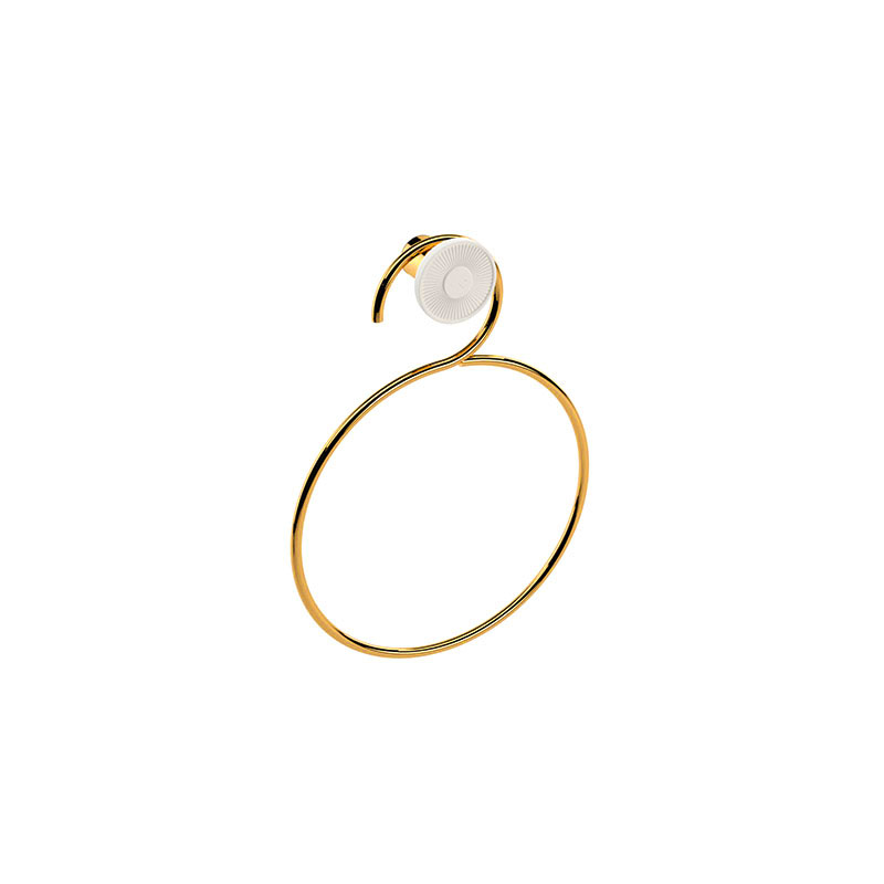 Omega Equilibrium - 772005001 - Equilibrium Towel Ring, 25.5cm - Matte White/Gold