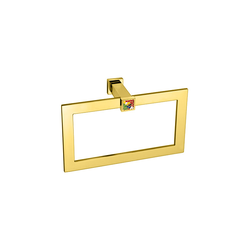Omega Gaudi Square - 85213/OC - Gaudi Square Towel Ring, 24cm - Gold/Colored
