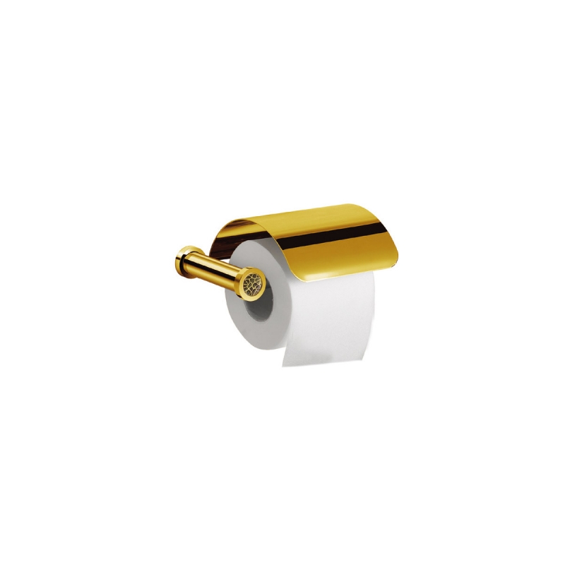 Omega Gaudi Round - 85451/ON - Gaudi Round Toilet Roll Holder - Gold/Black