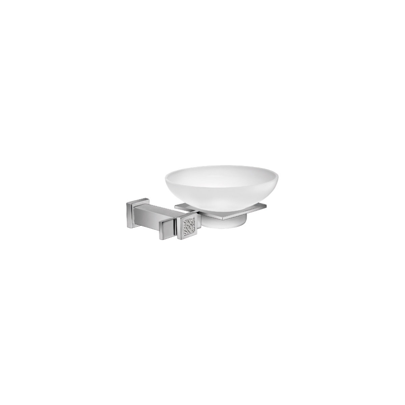 Omega Gaudi Square - 85217M/CRI - Gaudi Square Soap Dish - Frosted Glass/Chrome/White