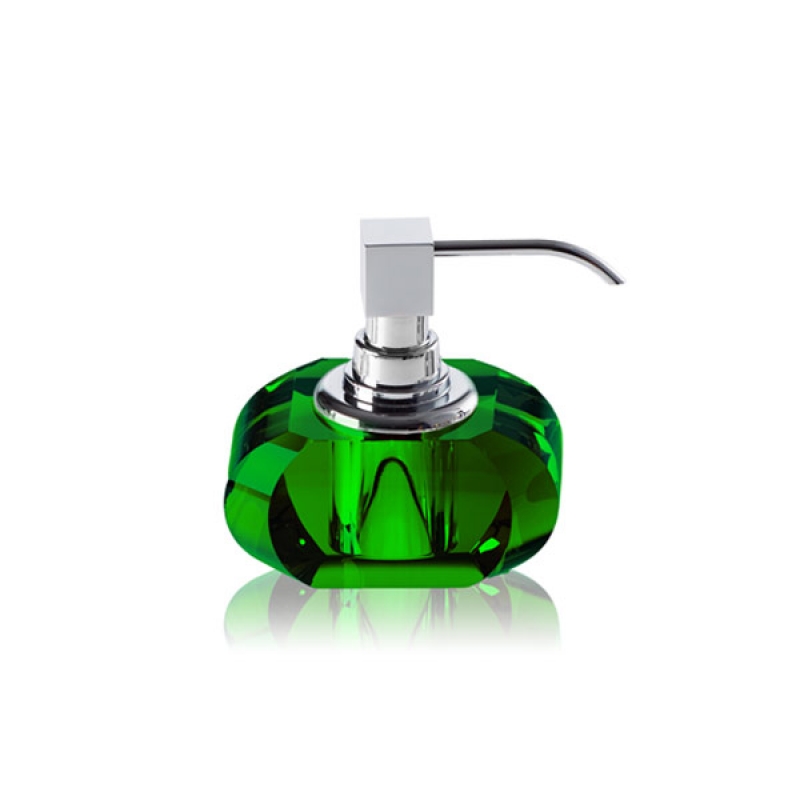 KRSSP/CRG Kristall Sıvı Sabunluk,Tezgah Üstü - Krom/Yeşil
