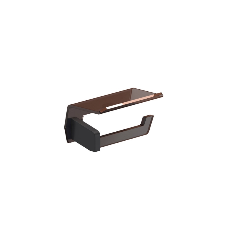 Omega Luce - 182589 - Luce Toilet Roll Holder, with Shelf - Brown