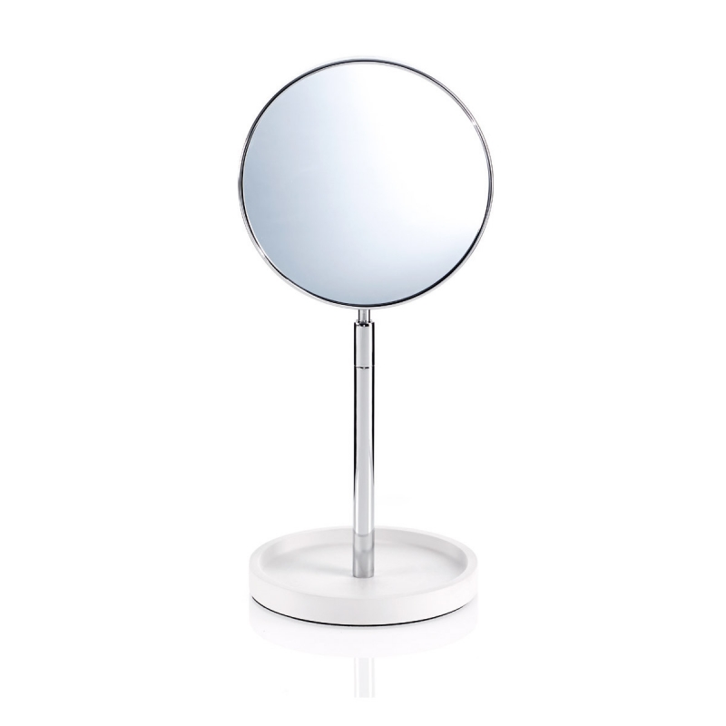 Omega Stone - STONE KSA/CR - Stone Mirror, Countertop, Double-Sided, Magnifying, 1x/4x - White/Chrome