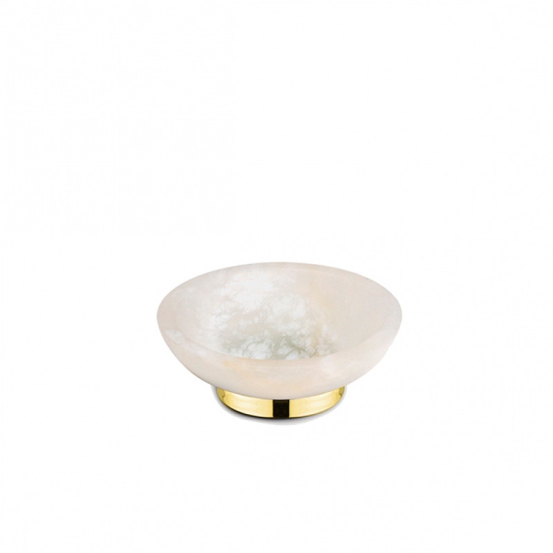 Omega Alabaster - 92810/O - Alabaster Soap Dish, Countertop - Natural Stone/Gold