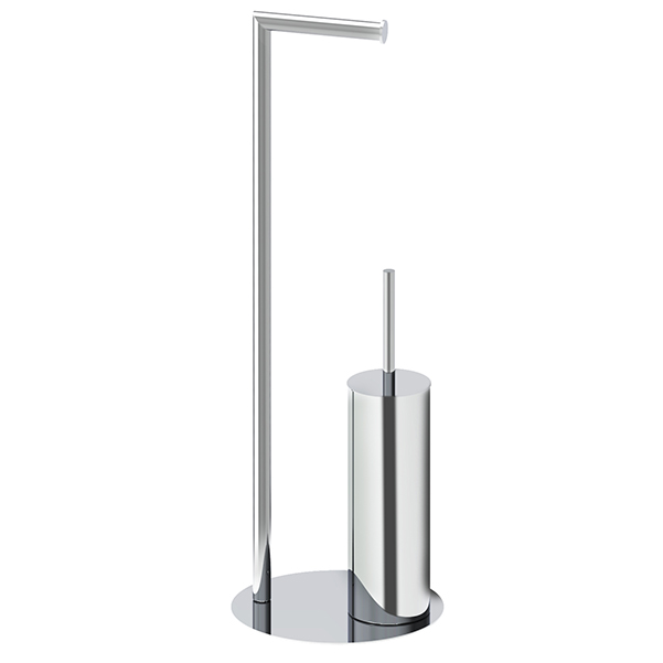 Omega F.Standing Toilet Roll Holder + Brush Set - FSBR1514-02/CR - Stand Toilet Paper&Brush Holder,17.5xh65cm - Chrome