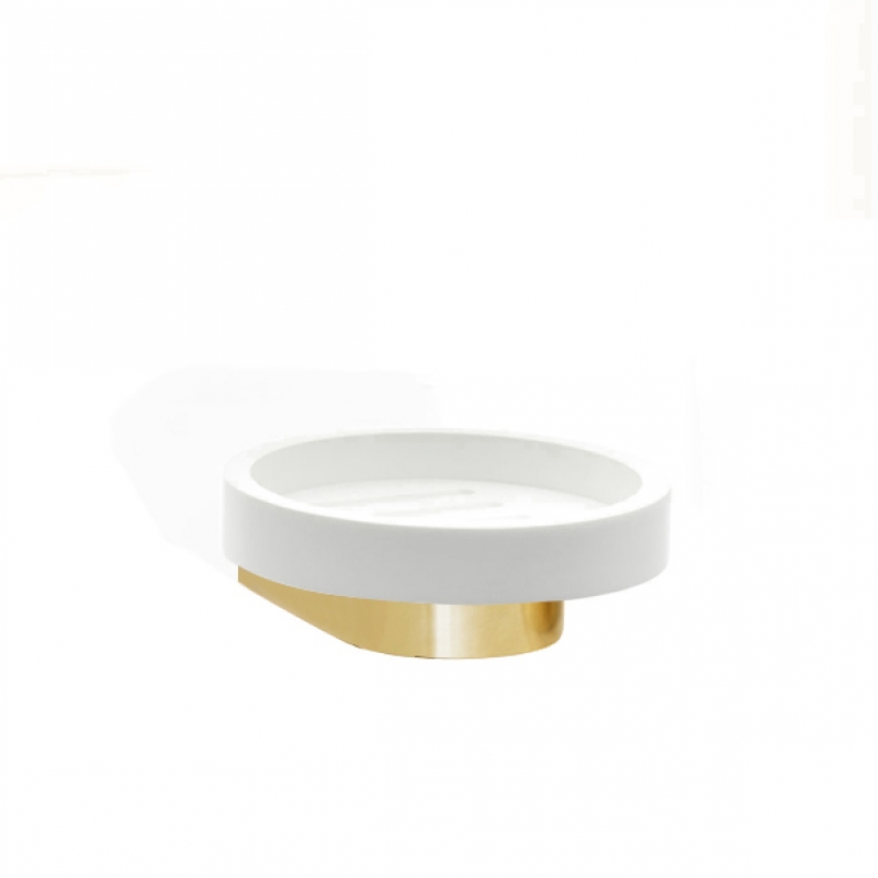 585882 Century Soap Dish - White/Matte Gold