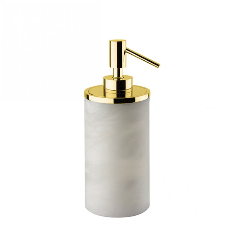 Omega Alabaster - 90811/O - Alabaster Soap Dispenser, Countertop - Natural Stone/Gold