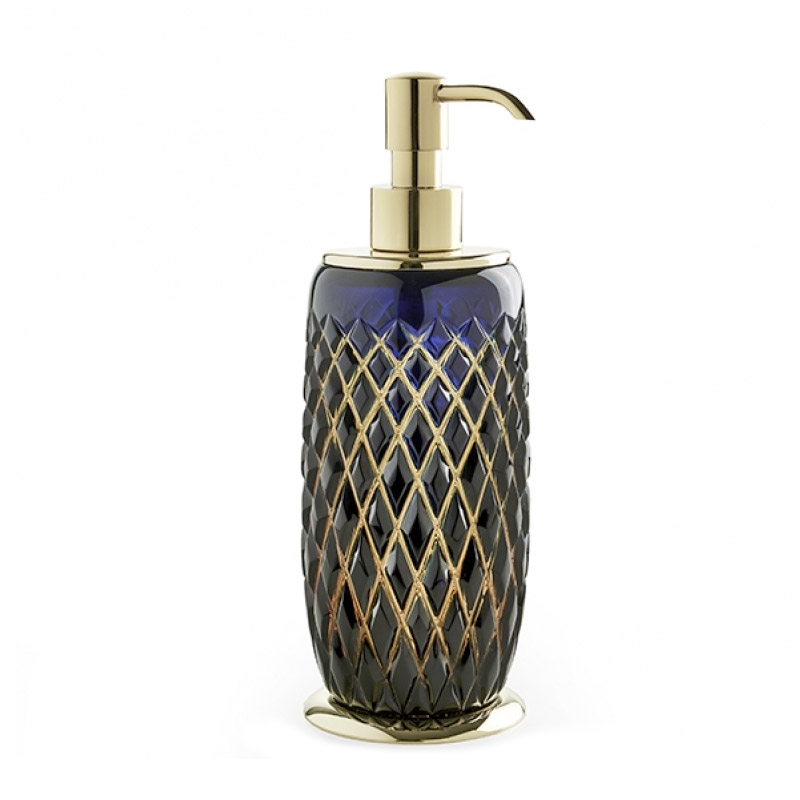 AR01DAAB/GD Arabesque Soap Dispenser,Countertop - Amber&Blue/Gold