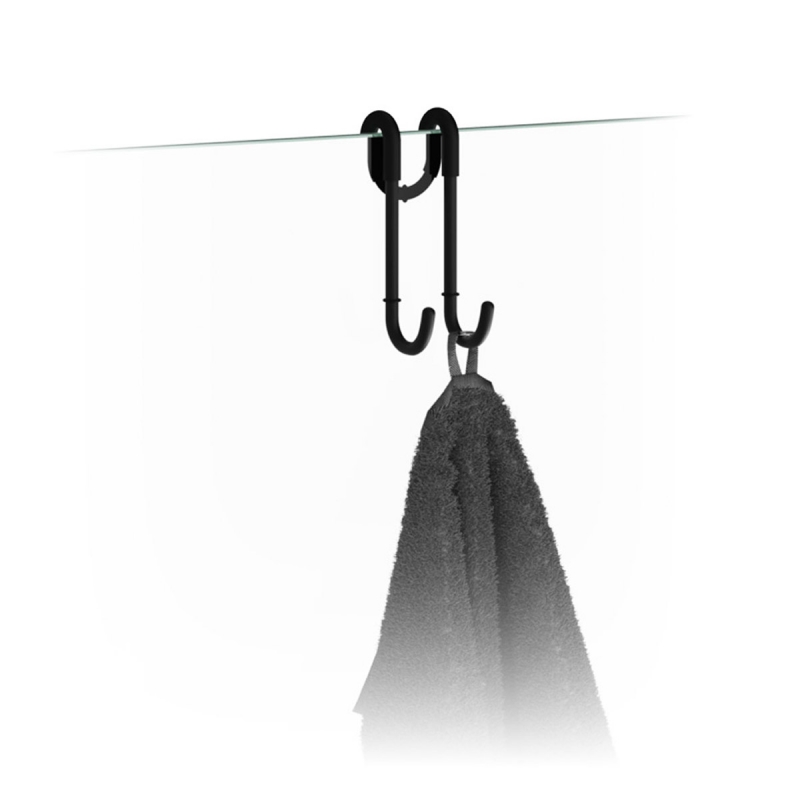 Omega Hooks - 900660 - Robe Hook, Double for Shower Door - Matte Black