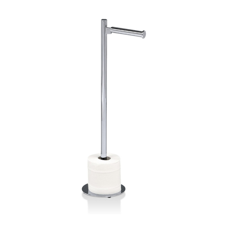 Omega Standing Toilet Paper Holders + Brush Holders - 812400 - Free-standing Toilet Roll Holder with Spare Roll Holder - Chrome