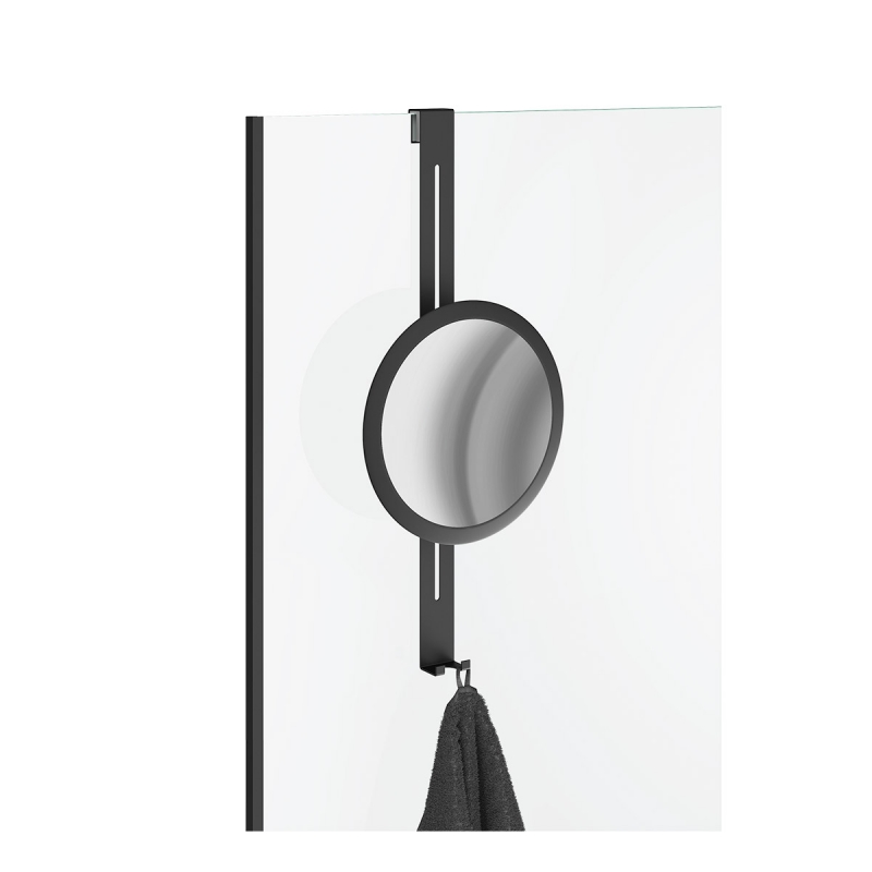 Omega Makeup / Shaving Mirrors - 123360 - Mirror, Shower, Hanging with Robe Hook,, 5x - Matte Black