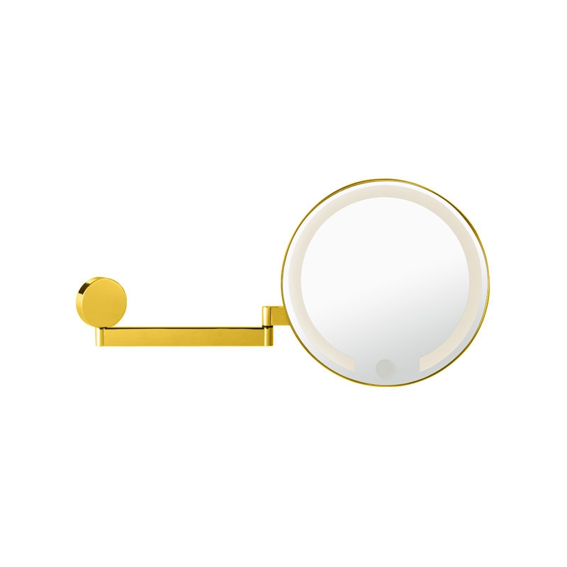 Omega Makeup / Shaving Mirrors - 99632-2/O 3X - Mirror, LED Illuminated, Double Arm, Touchless, Magnifying - Gold