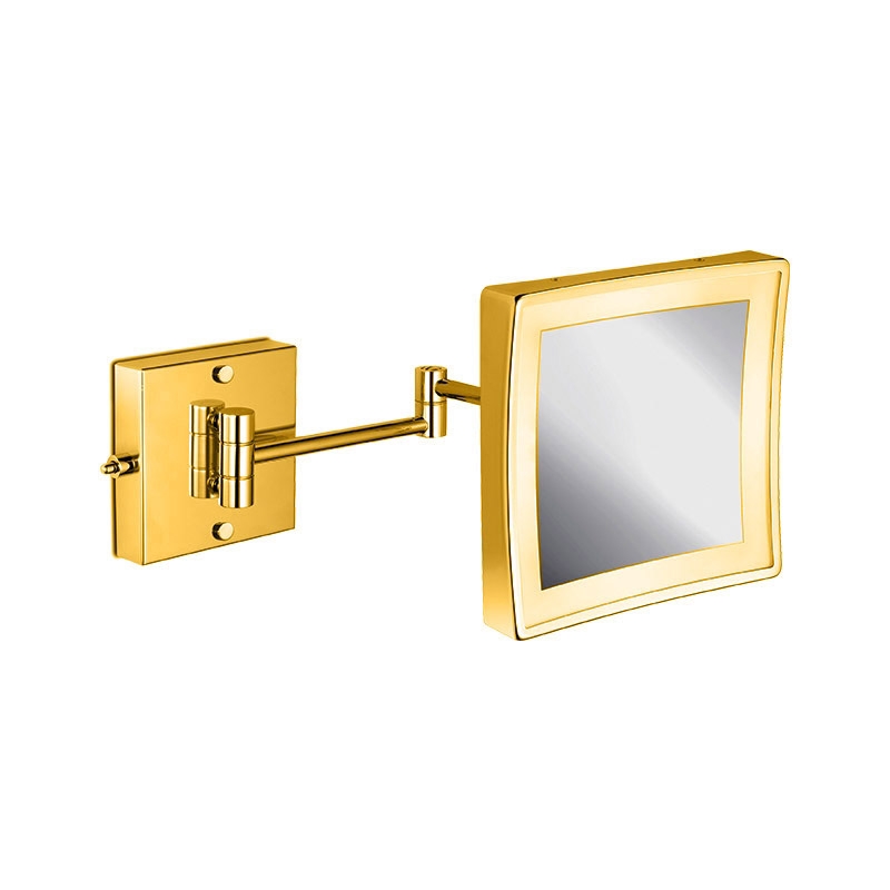 99669-2/O 3XD Mirror, LED (Daylight) Illuminated, Double Arm, Magnifying (3X) - Gold