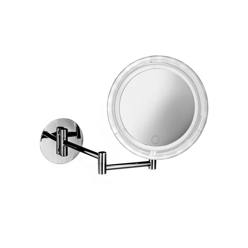 Omega Makeup / Shaving Mirrors - BS17 TOUCH/CR - Mirror, LED Illuminated, Double Arm, Electric, Touchless, 5x Magnification - Chrome