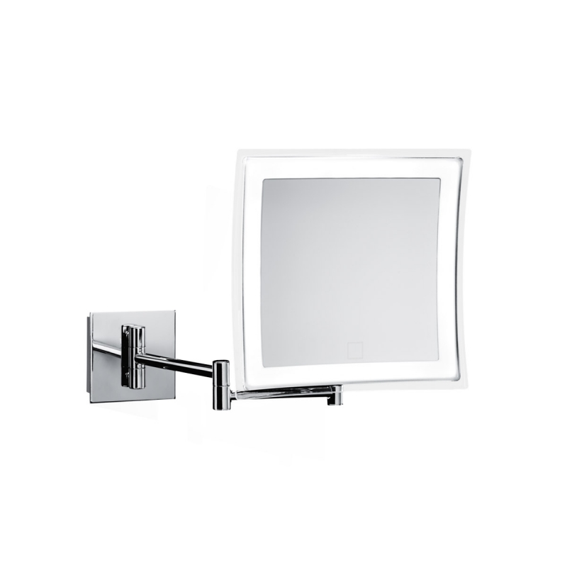 BS84 TOUCH/CR Mirror, LED Illuminated, Double Arm, Square, Battery , Touchless, 5x Magnification - Chrome