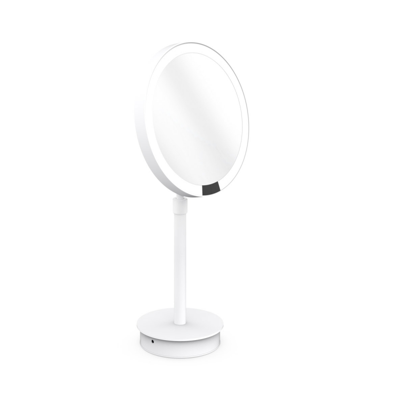 Omega Makeup / Shaving Mirrors - JUST LOOK SR/W - Mirror, LED, Countertop, Sensor, Rechargeable, 5x Magnification, Matte White