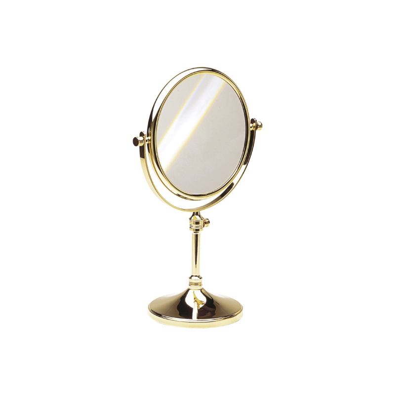 99132/O 2X Mirror, Countertop, Double Sided, Magnifying - Gold