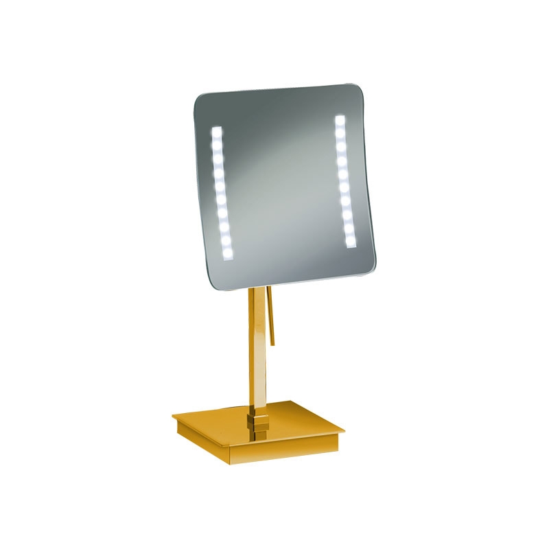 99627/O 3X Mirror, LED, Square, Magnifying,Countertop - Gold