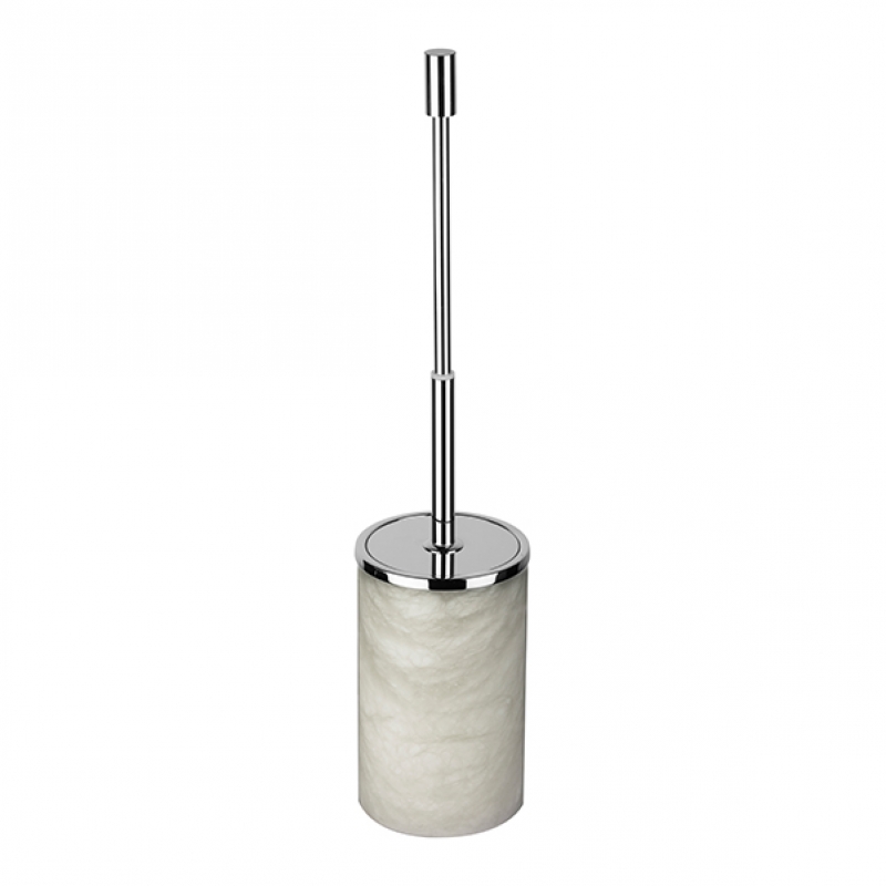 89816/CR Alabaster Toilet Brush Holder , Telescopic, Free Standing - Natural Stone/Chrome