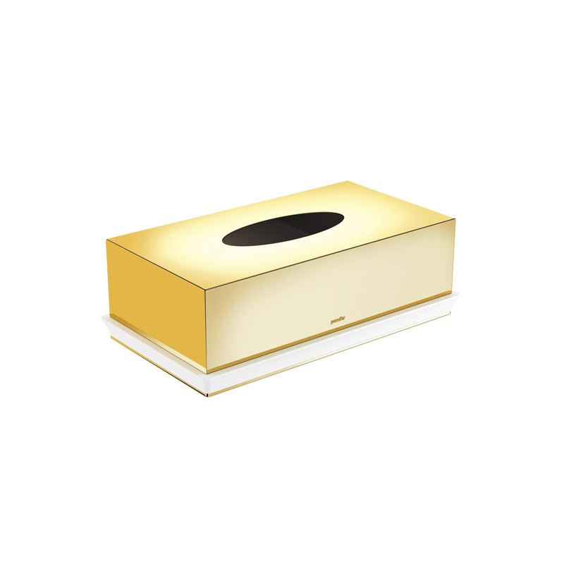 769401318 Belle Tissue Box , Countertop - Gold