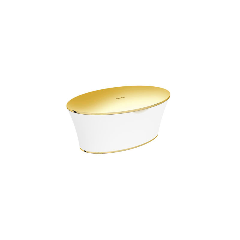 767503318 Belle Cotton Jar, Countertop - Matte White/Gold