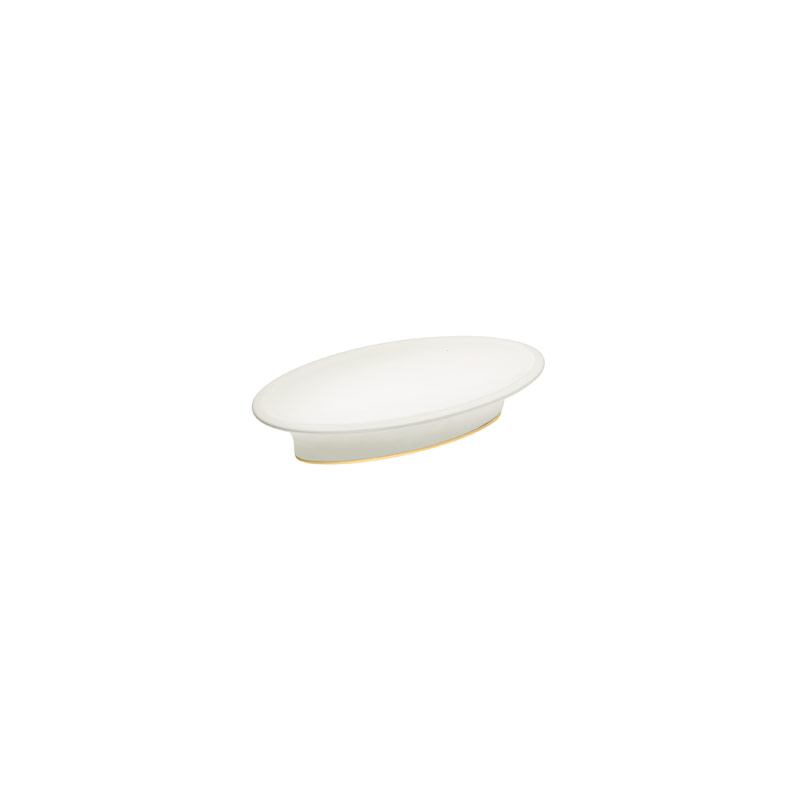766050318 Belle Soap Dish, Countertop - Matte White/Gold
