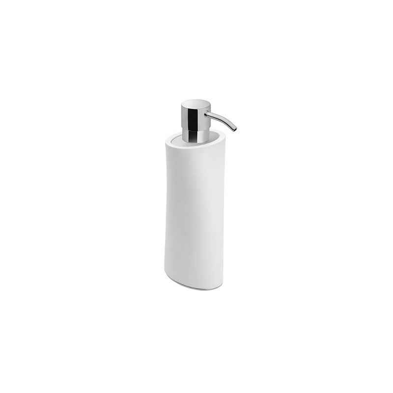 767831317 Belle Soap Dispenser, Countertop - Matte White/Chrome