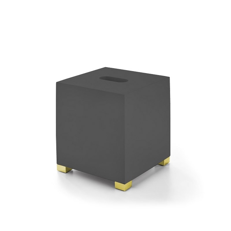 BEMDN71A/GD BeMood Deluxe Black Tissue Box, Square,Countertop,14.5xh15.5cm-Black/Gold