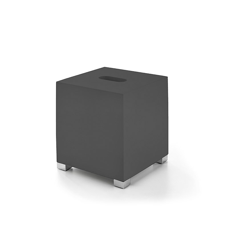 BEMDN71A/SL BeMood Deluxe Black Tissue Box, Square,Countertop ,14.5xh15.5cm-Black/Chrome
