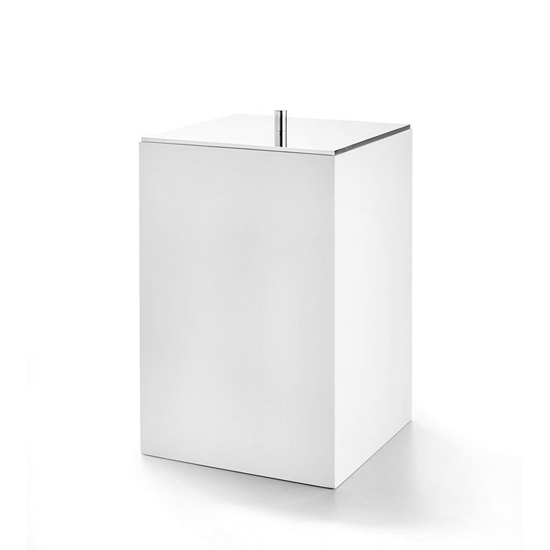 Omega BeMood - BEMW64A/SL - BeMood White Çöp Kovası, Kapaklı, 20 x 32h x 20 cm-Beyaz/Krom