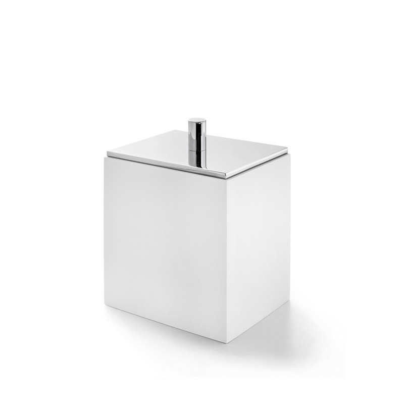 BEMW48A/SL BeMood White Cotton Jar,Countertop,10xh12.5x8cm - White/Chrome