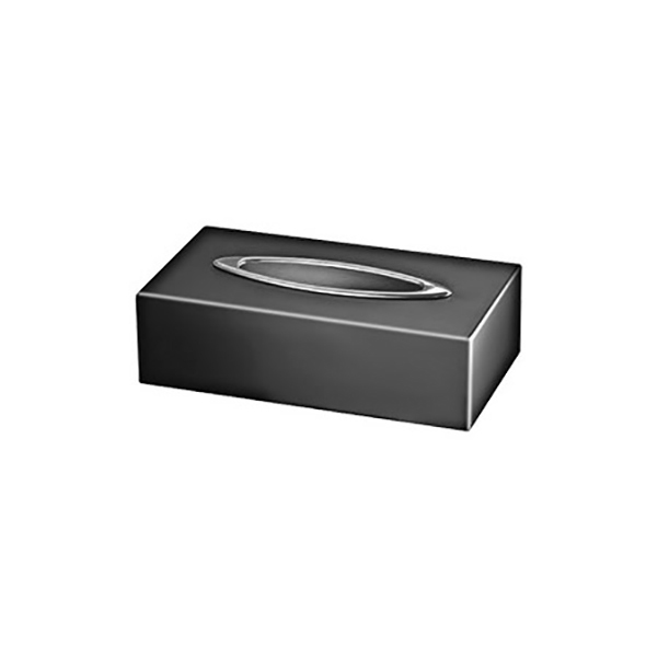 87702N/CR Black Tissue Box , Countertop - Black/Chrome