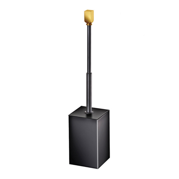 Omega Black - 89732N/O - Black Toilet Brush Holder , Free Standing - Black/Gold