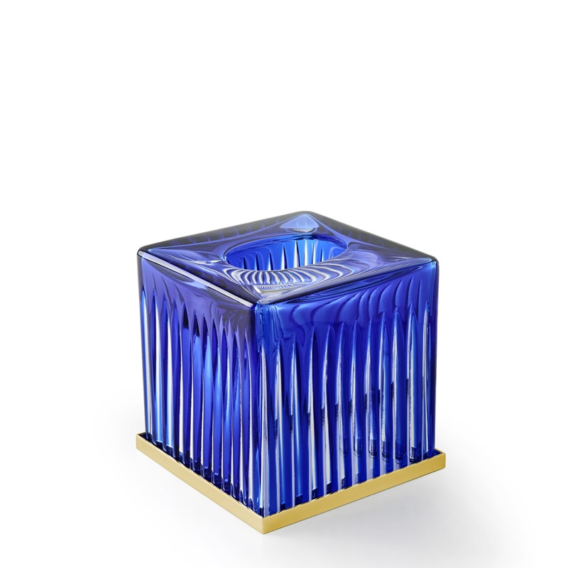BL71ATB/GD Blue Sky Crystal Tissue Box,Square,Countertop -Blue/Gold