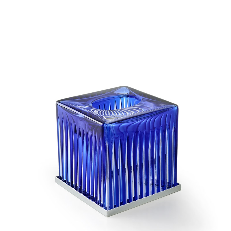 BL71ATB/SL Blue Sky Crystal Tissue Box,Square,Countertop-Blue/Chrome