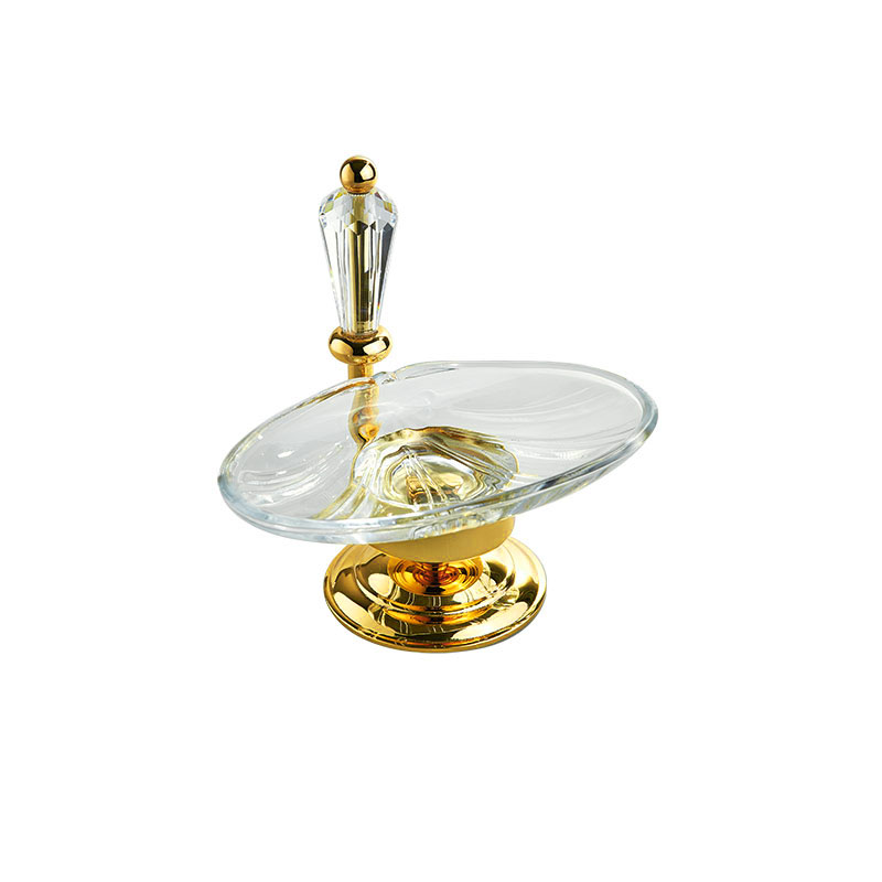 BO01A/GD Boheme Soap Dish, Countertop - Clear/Gold
