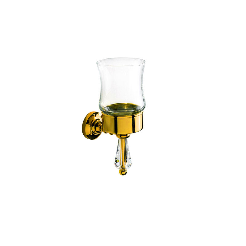 BO03/GD Boheme Tumbler Holder - Clear Glass/Gold
