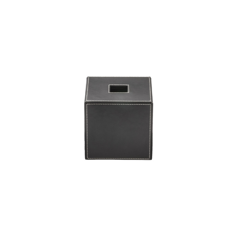 Omega Tissue Boxes - 847860 - Brownie Tissue Box, Square, Countertop - Faux Leather/Black