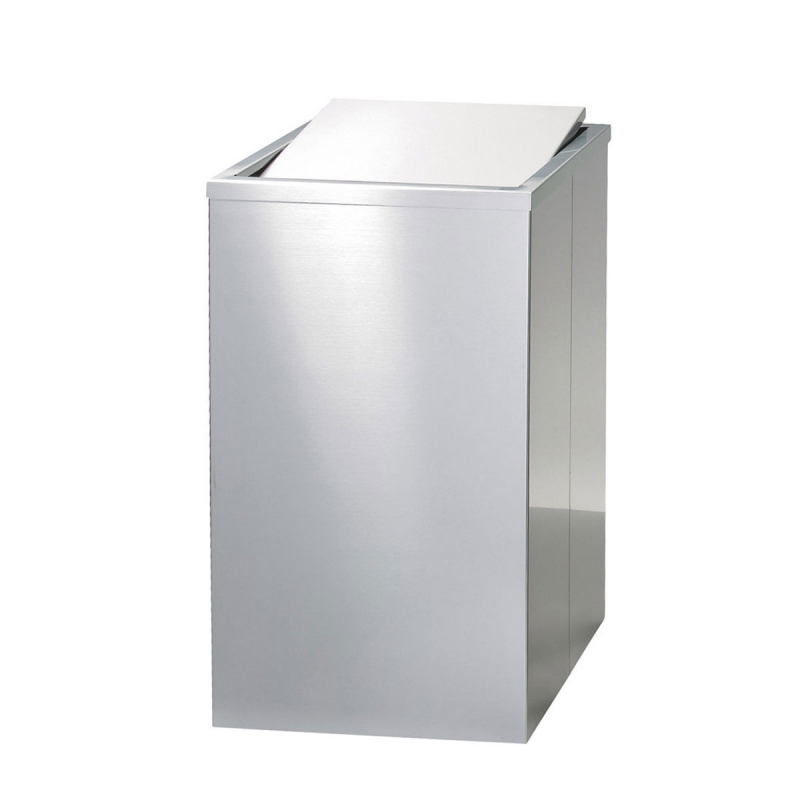 Omega Waste Bins, large - 610970 - Laundry Basket/Paper Bin with Swing Lid, 60L - Stainless Steel Polished