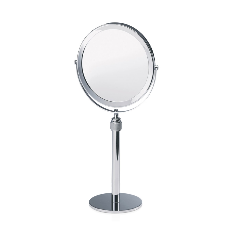 Omega Club - 101000 - Club Mirror, Countertop, Double-Sided, Magnifying, 1x/5x - Chrome
