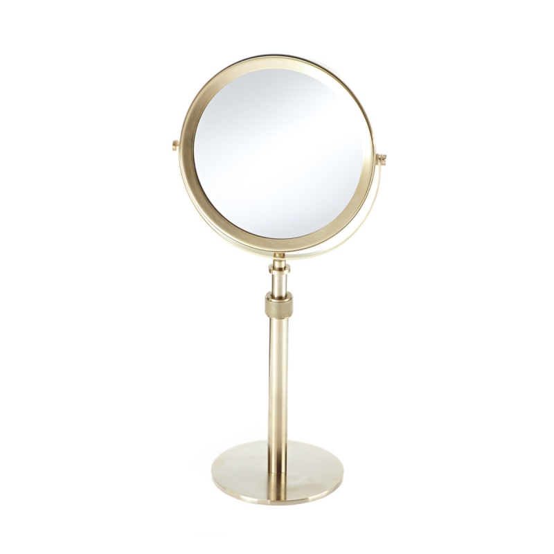 101082 Club Mirror, Countertop, Double-Sided, Magnifying, 1x/5x - Matte Gold