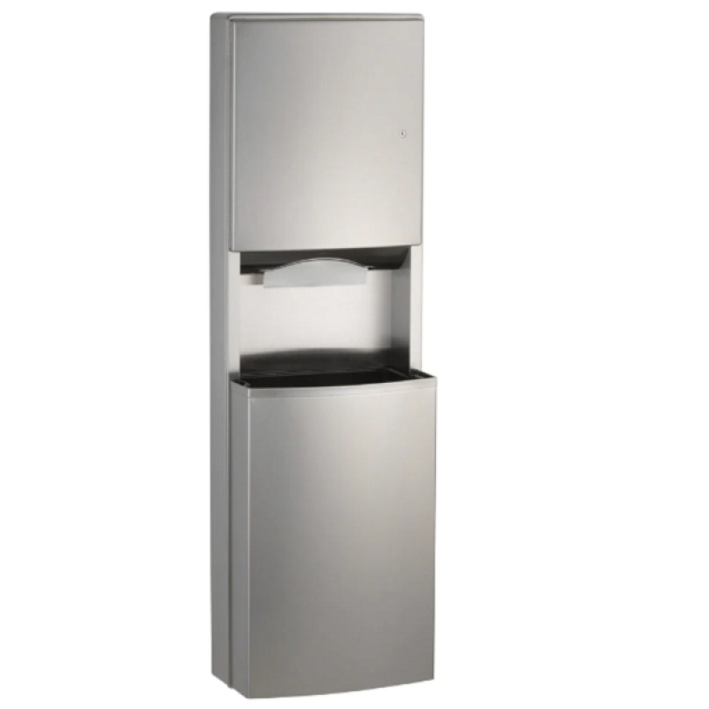 B-43949 Contura Towel Dispenser + Paper Bin, Surface-mounted, 57lt - Stainless Steel