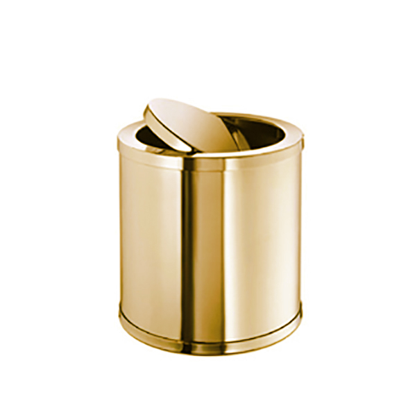 Omega Waste Bins, standart - 89183/O - Cylinder Paper Bin, Swing Lid - Gold