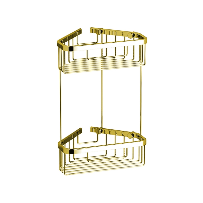 Omega Shower Baskets - 189779/GD - Wire Basket, Corner, Double - Gold