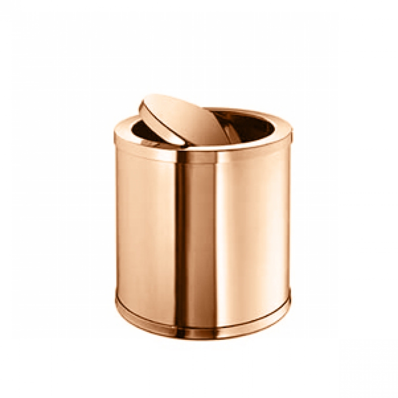 Omega Waste Bins, standart - 89183/CU - Cylinder Paper Bin, Swing Lid - Copper
