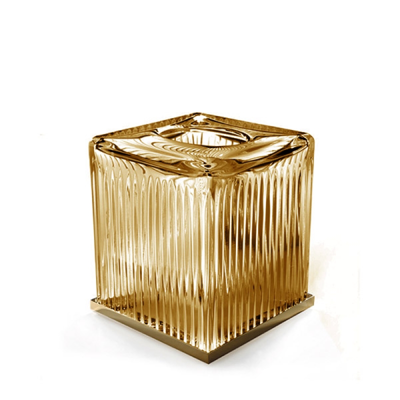 EL71AAM/GD Elegance Tissue Box , Countertop, Square - Amber/Gold
