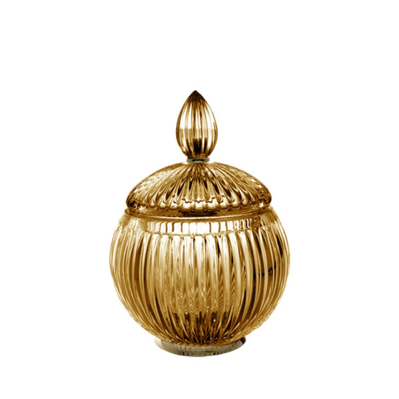 EL48AAM/GD Elegance Cotton Jar, Countertop - Amber/Gold