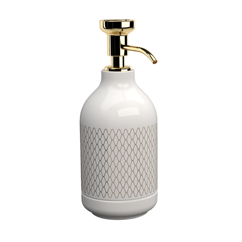 Omega Equilibrium - 777832001N - Equilibrium Soap Dispenser, Countertop (Netting) - Matte White/Gold