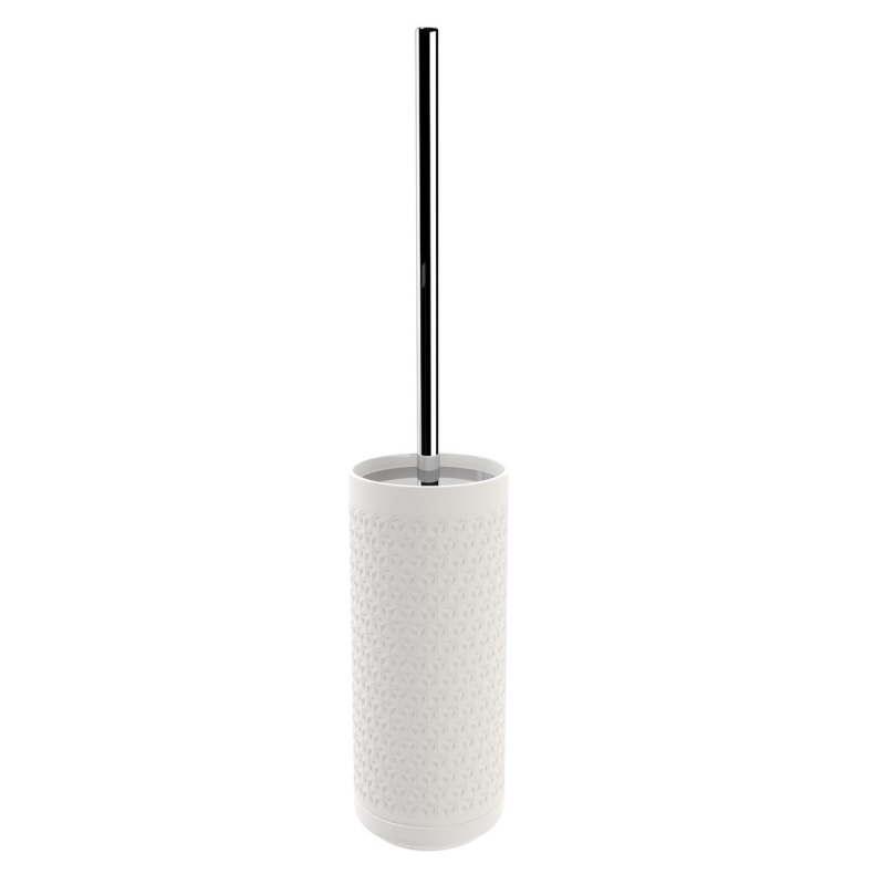 779051002H Equilibrium Toilet Brush Holder , Free Standing (Hexagon) - Matte White/Chrome